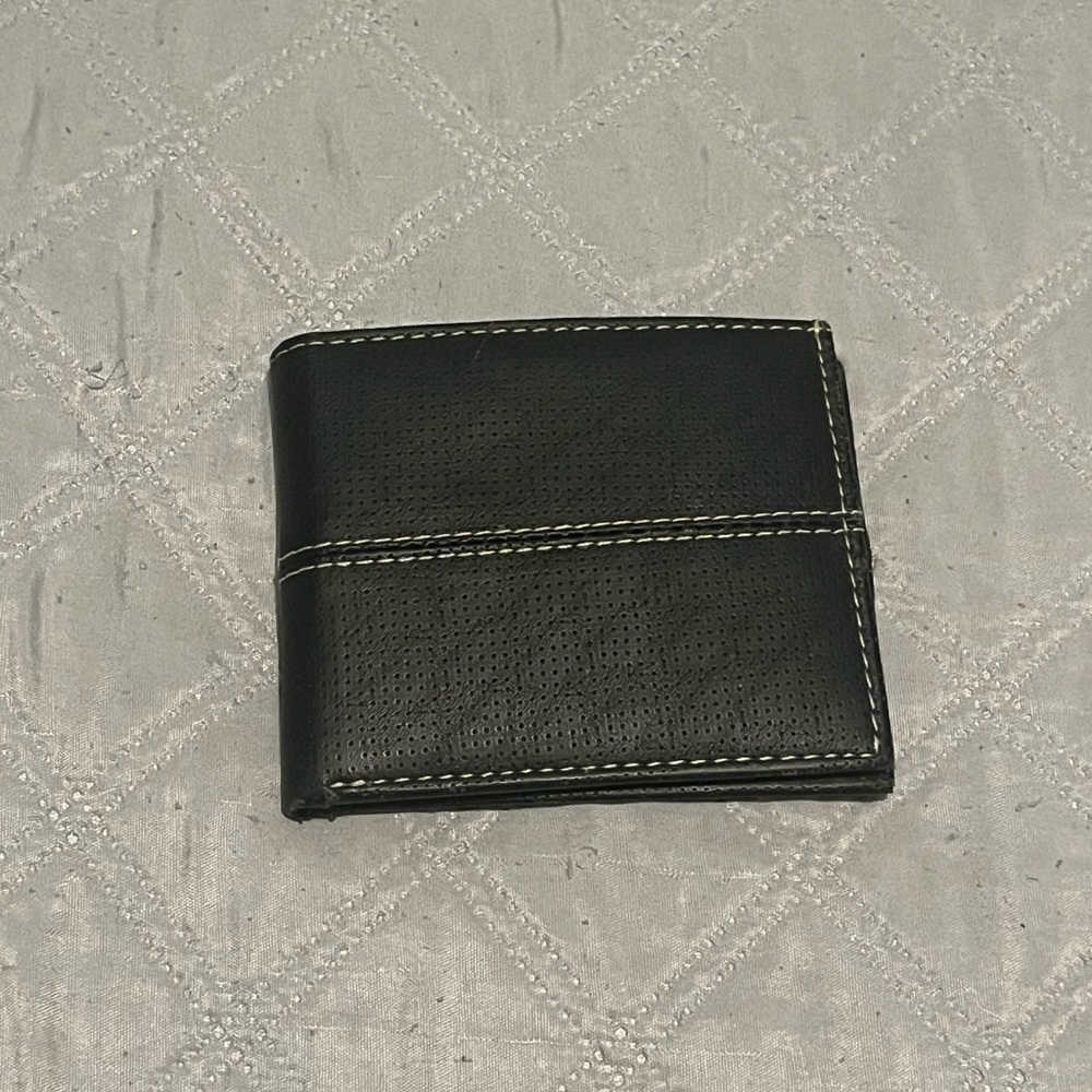 Toms Black Perforated Leather Wallet